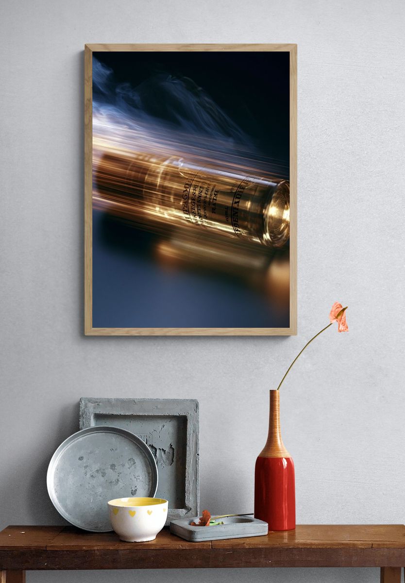 Perfume Bottle Motion Blur Photography Poster. — room view 3