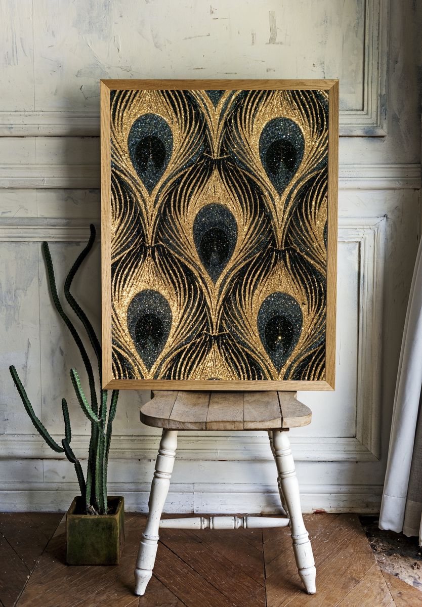 Peacock Feather Pattern Print. — room view 1
