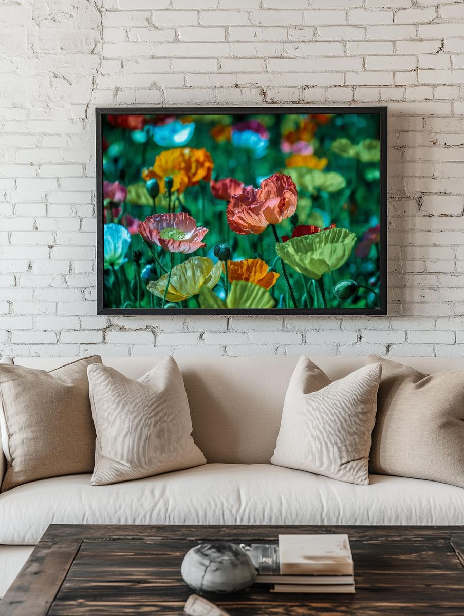 Colorful blooming poppies field. Original. — room view 1