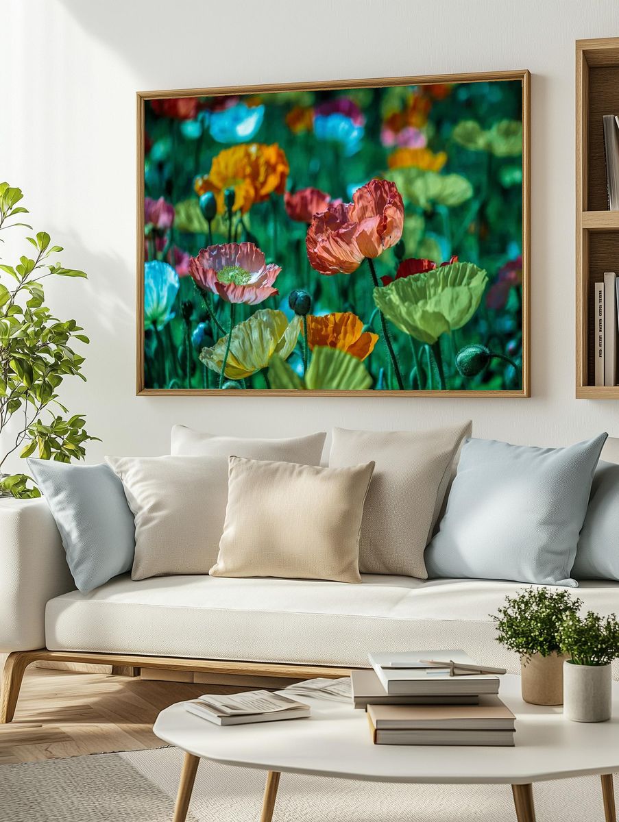 Colorful blooming poppies field. Original. — room view 2