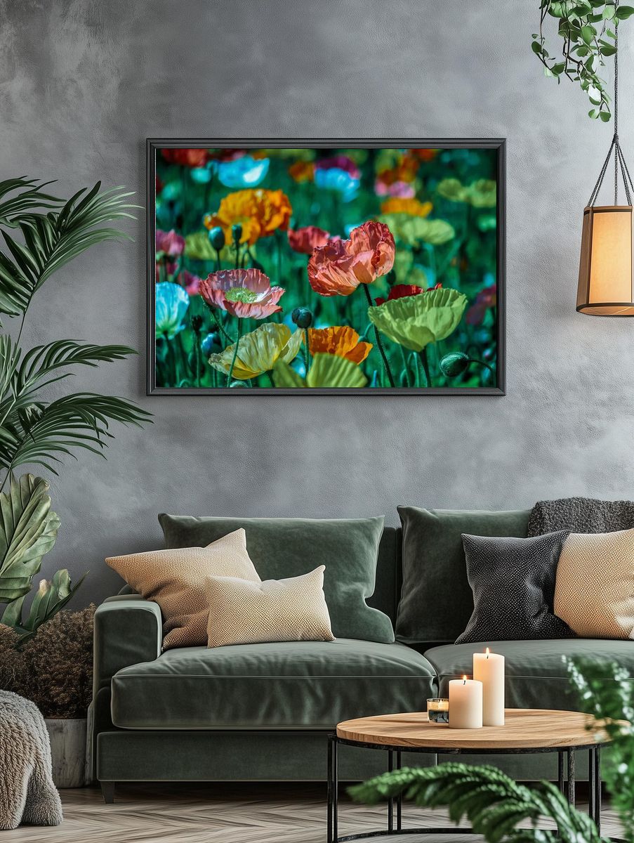 Colorful blooming poppies field. Original. — room view 4