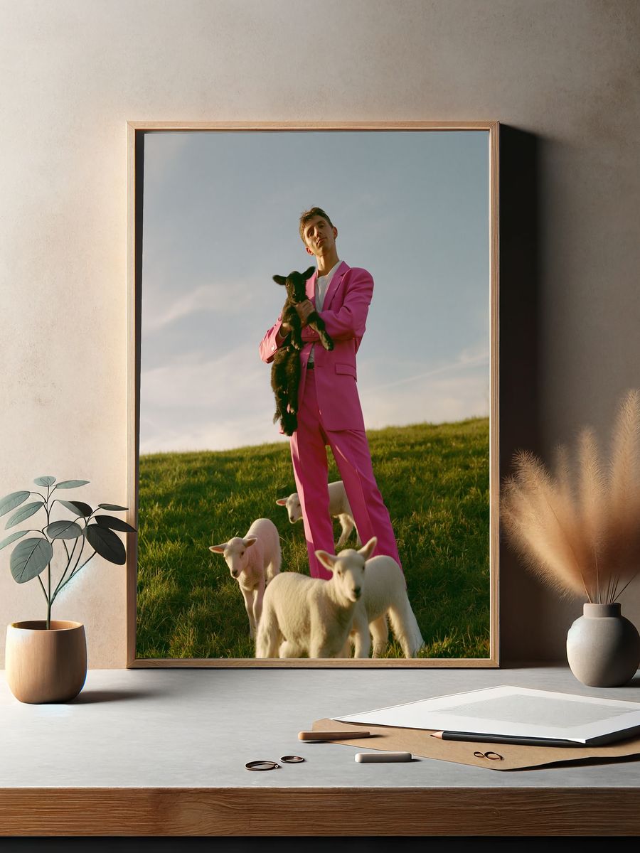 Pink Suit with Lambs Photography Poster. — room view 2