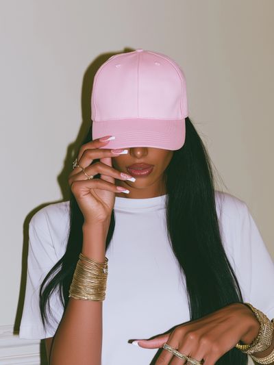 Pink Cap Fashion Portrait Poster.