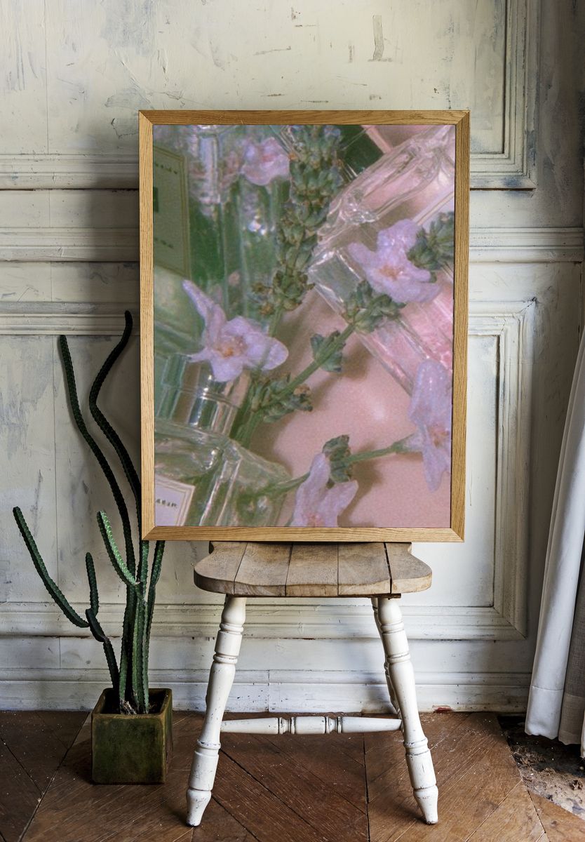 Pastel Perfume Bottles Photography Poster. — room view 1