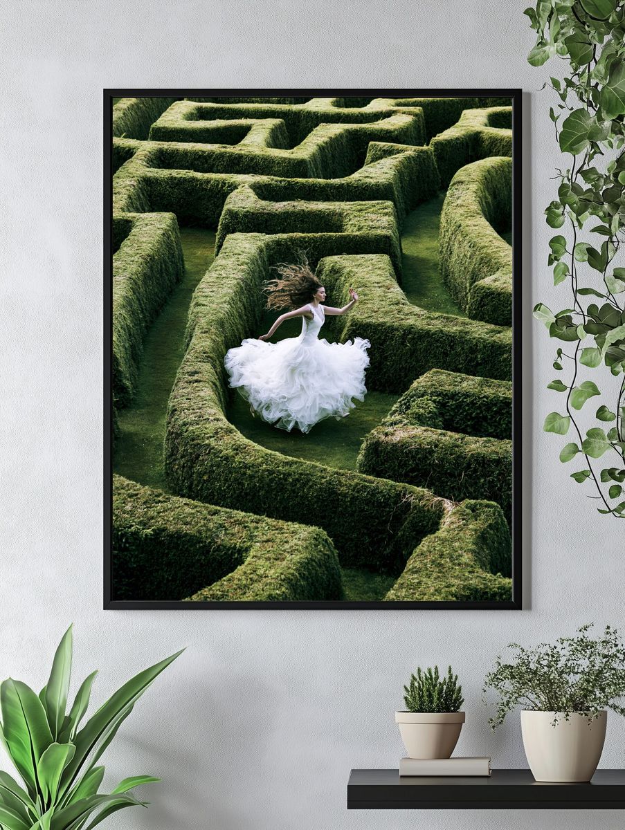 Bride in Hedge Maze Photography Poster. — room view 4