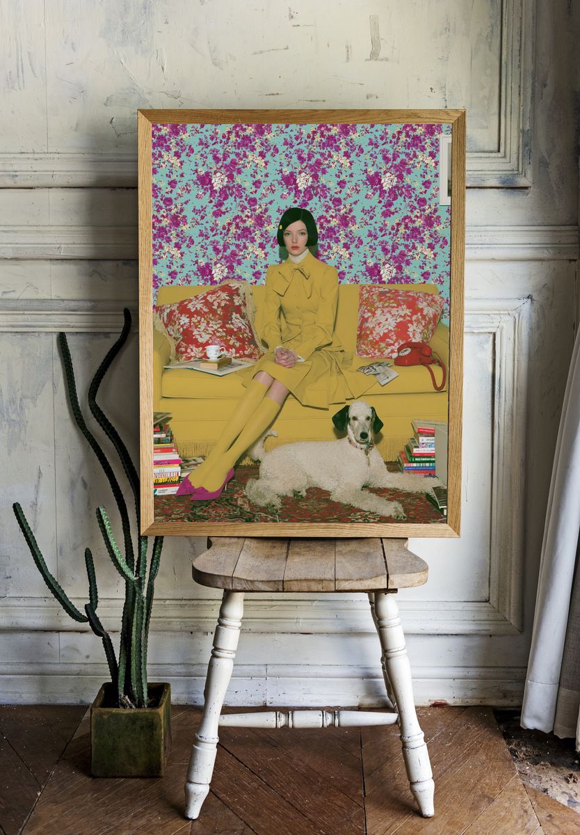 Retro Living Room Portrait Poster. room preview