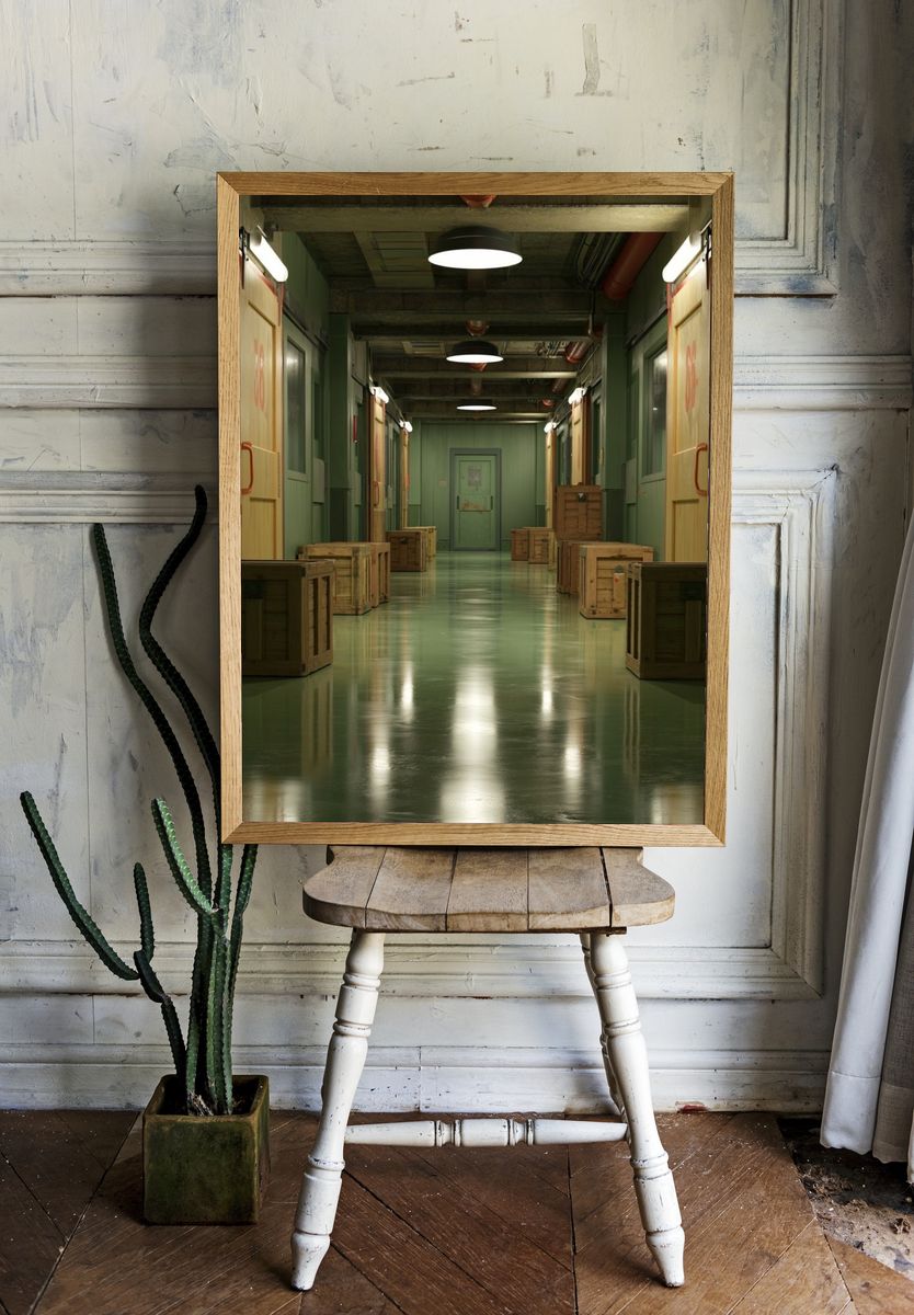 Industrial Corridor Photography Poster. — room view 1