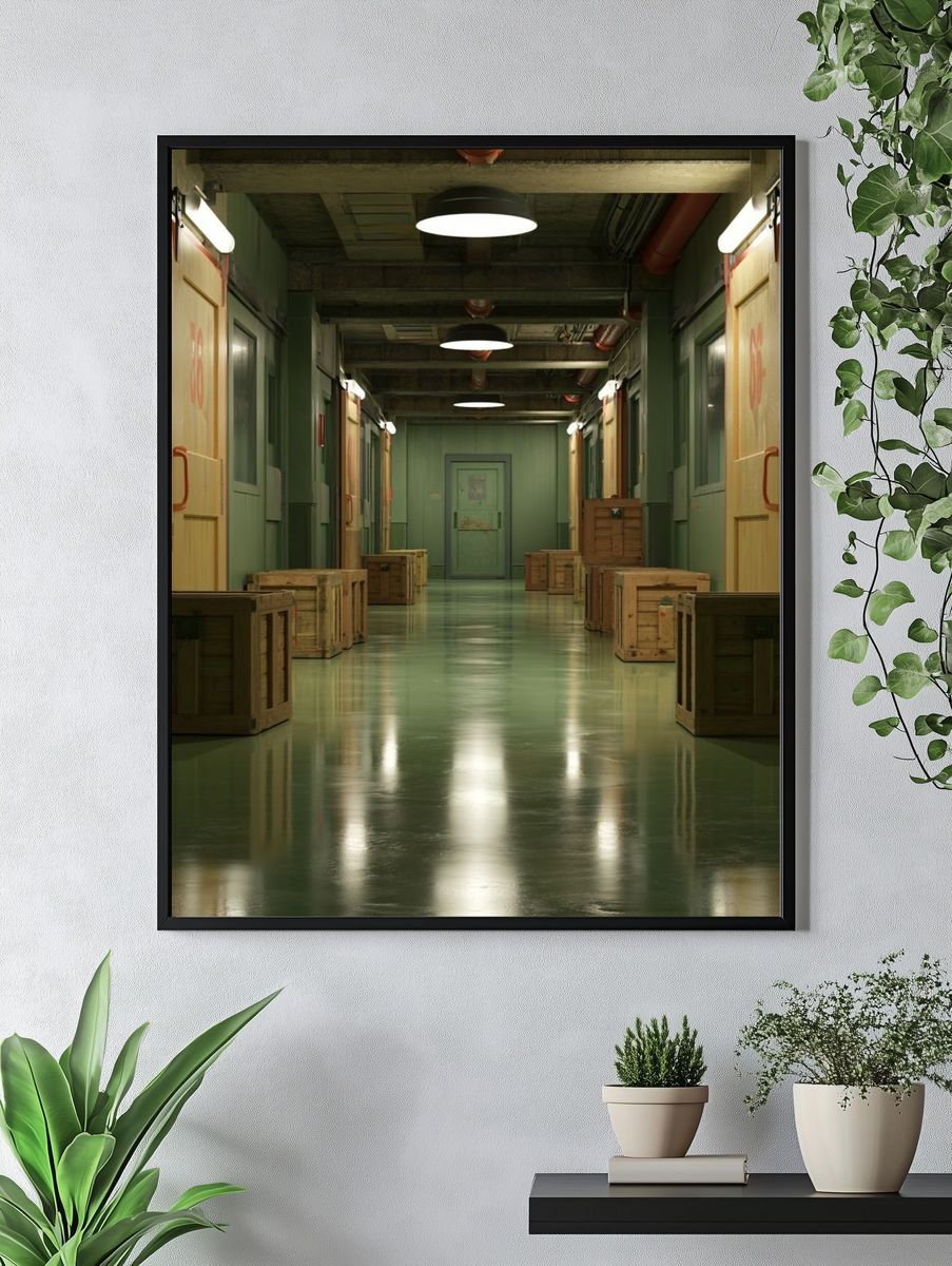 Industrial Corridor Photography Poster. — room view 4