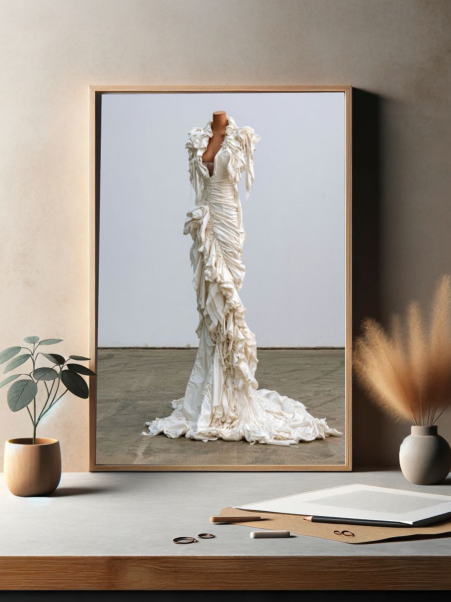 Avant-Garde White Gown Photography Poster. — room view 2