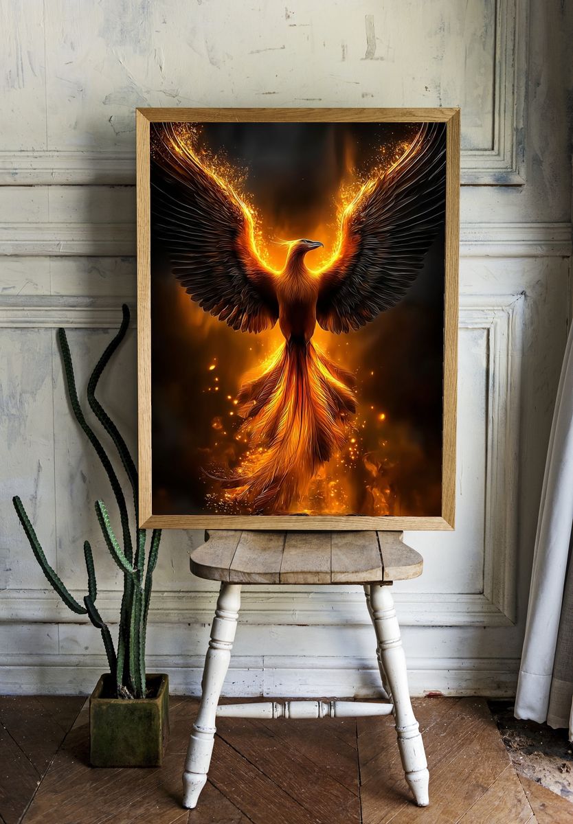 Phoenix Rising — Fantasy Art Print. — room view 1