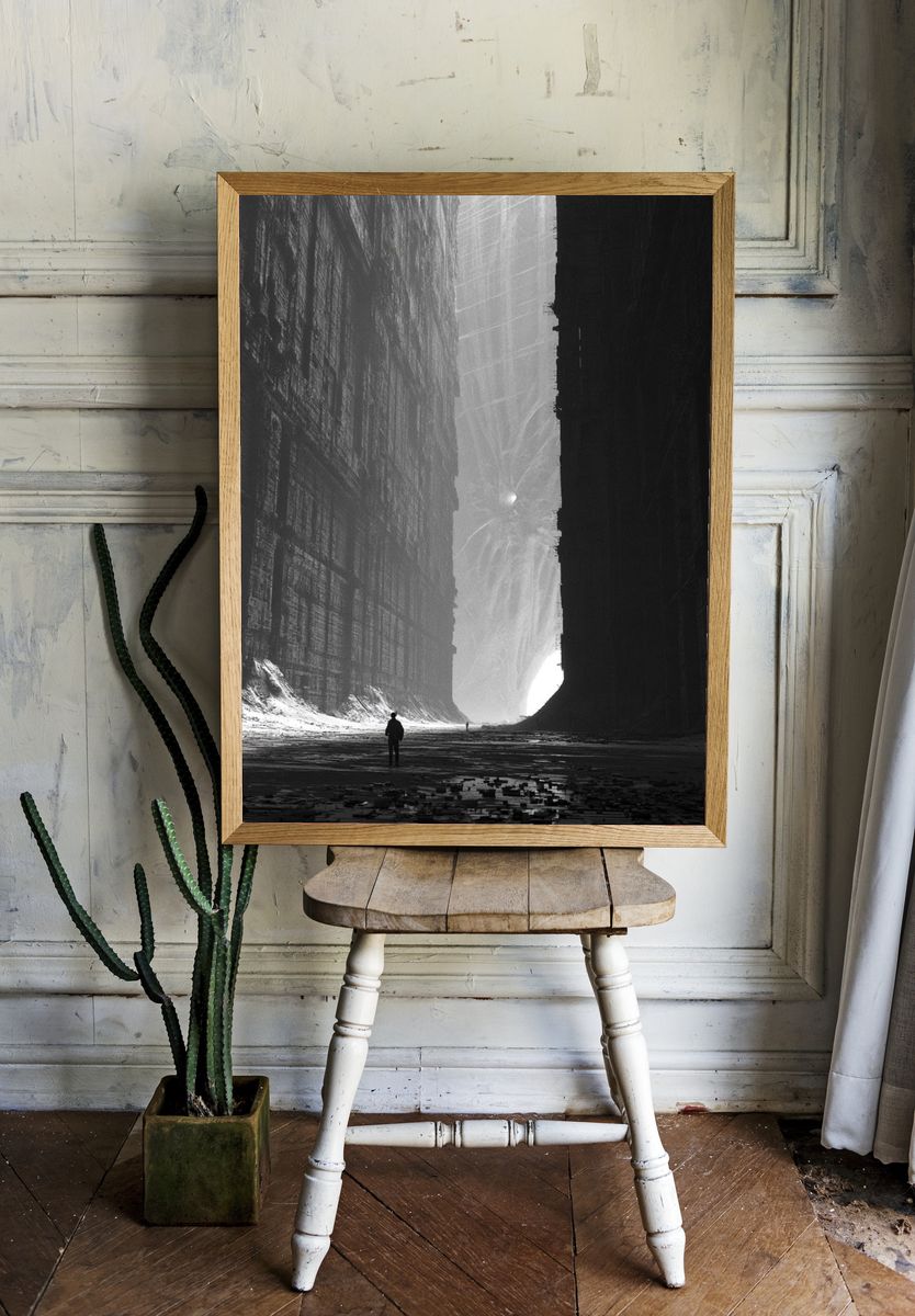 Monolithic Canyon Black-White Print. room preview