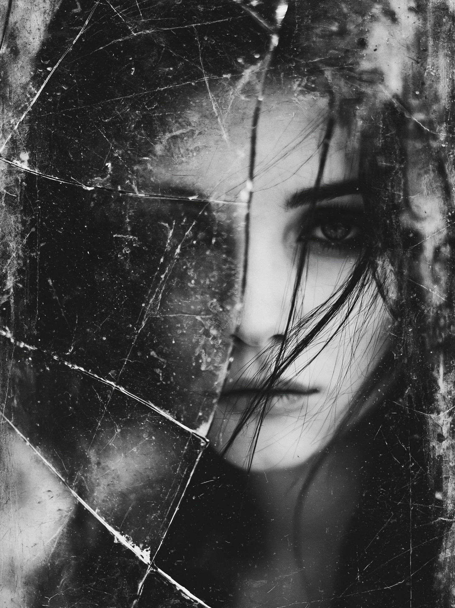 Broken Glass Portrait Poster. poster detail