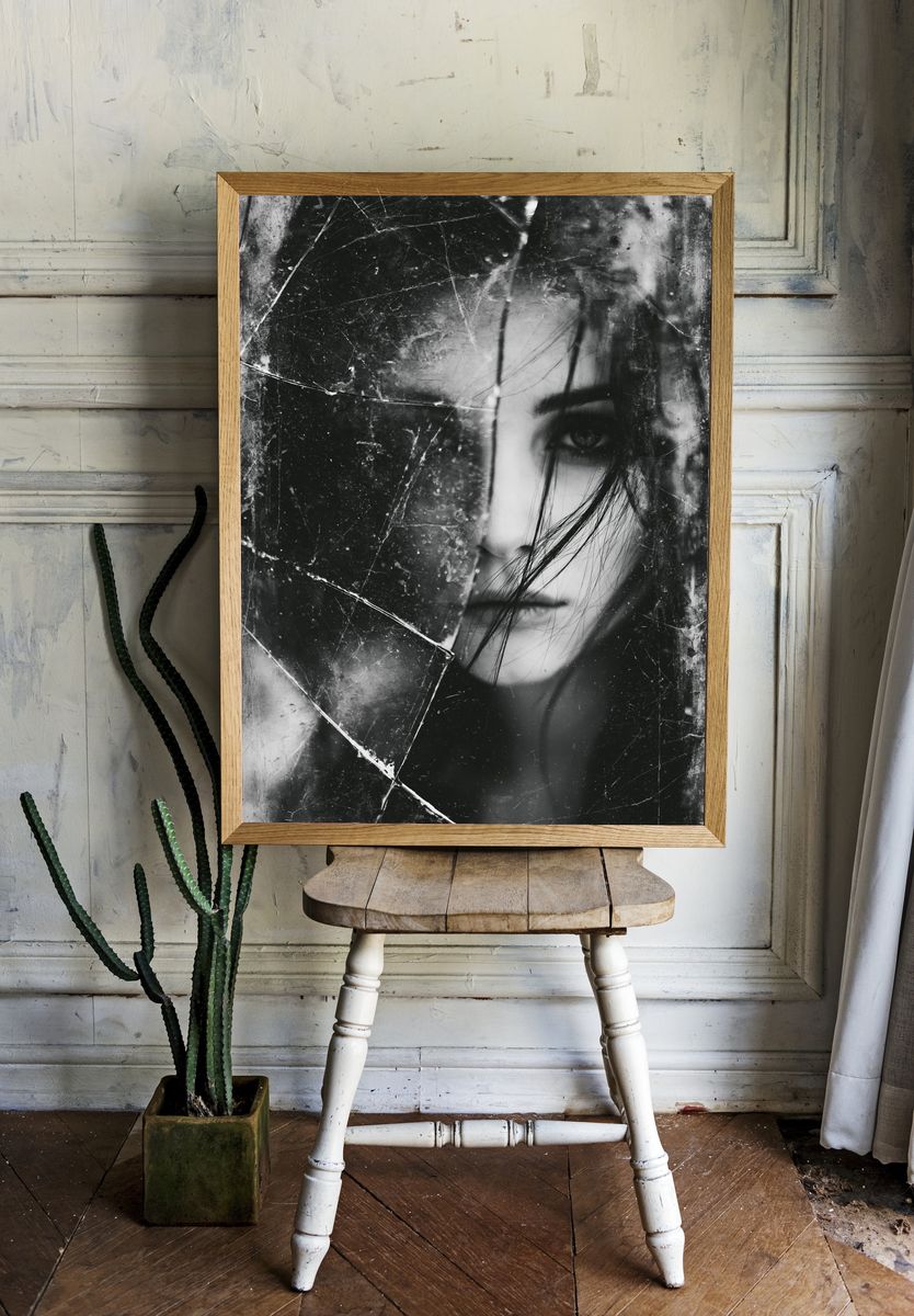 Broken Glass Portrait Poster. room preview