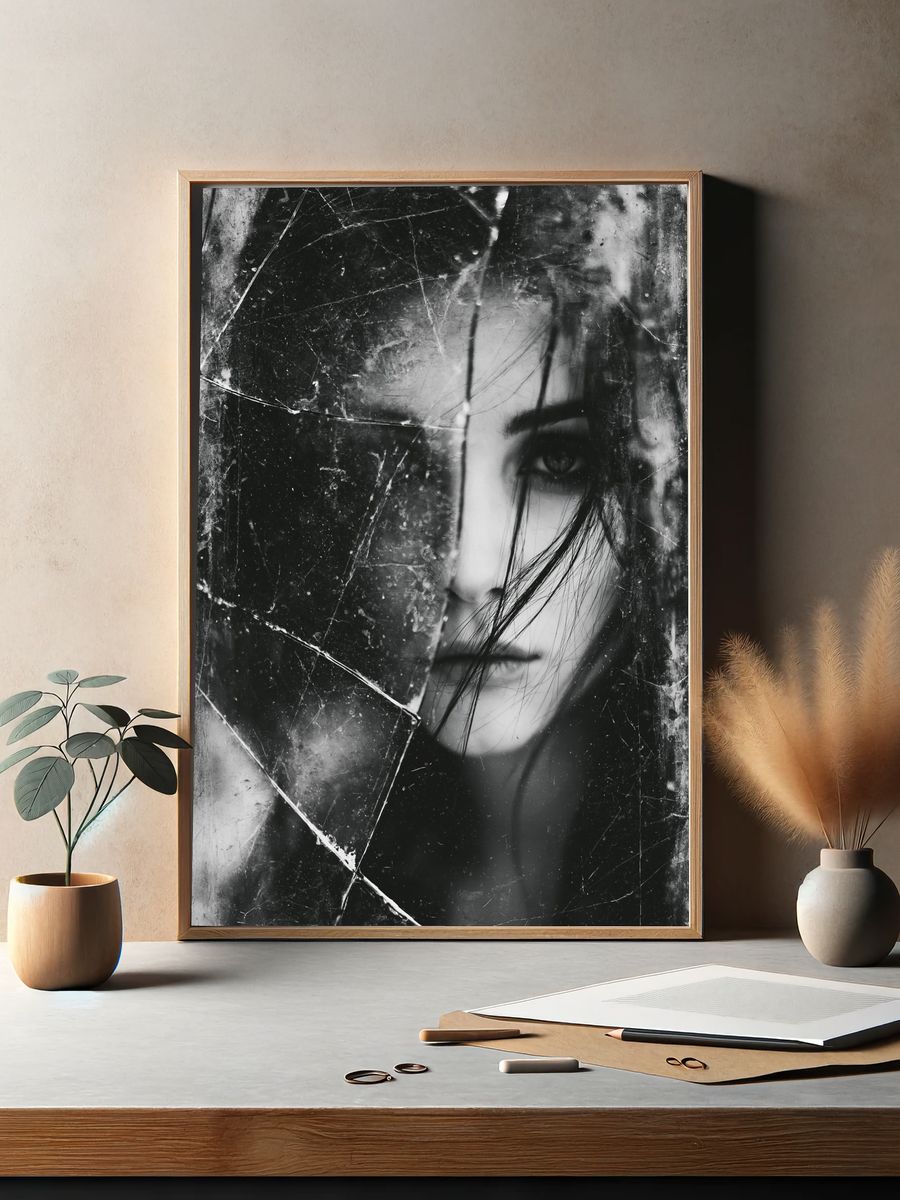 Broken Glass Portrait Poster. — room view 2