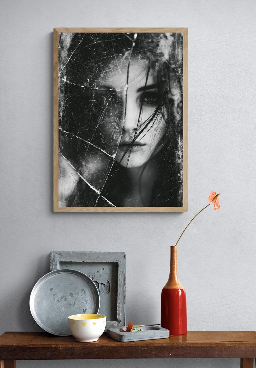 Broken Glass Portrait Poster. — room view 3
