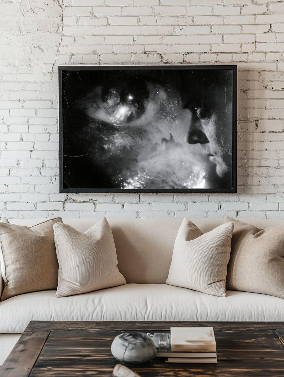 Dreamy Monochrome Face Poster. room preview