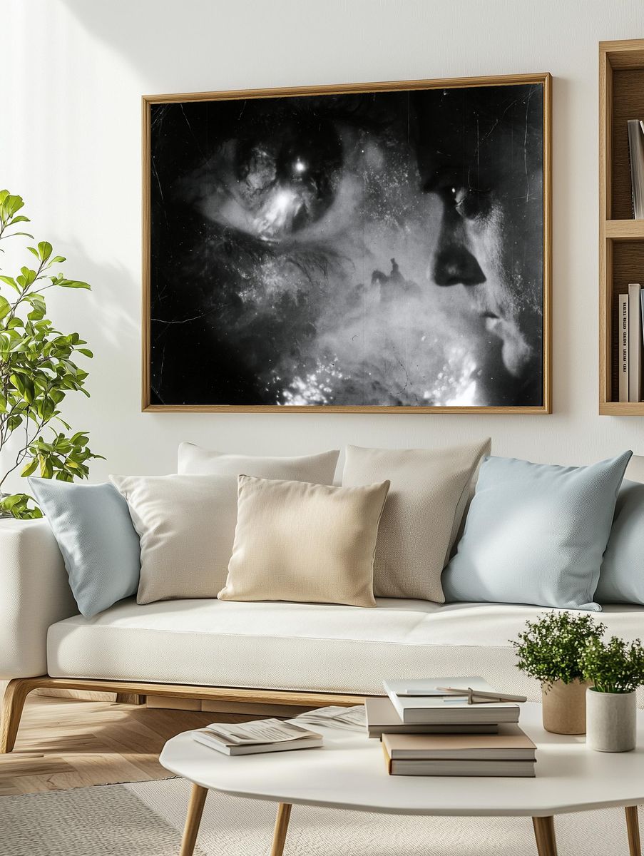 Dreamy Monochrome Face Poster. — room view 2