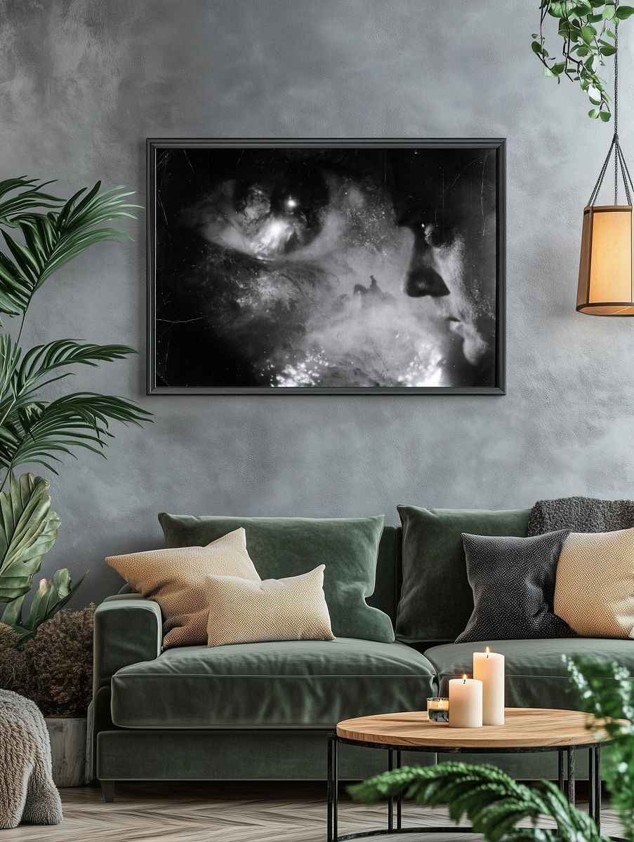 Dreamy Monochrome Face Poster. — room view 4