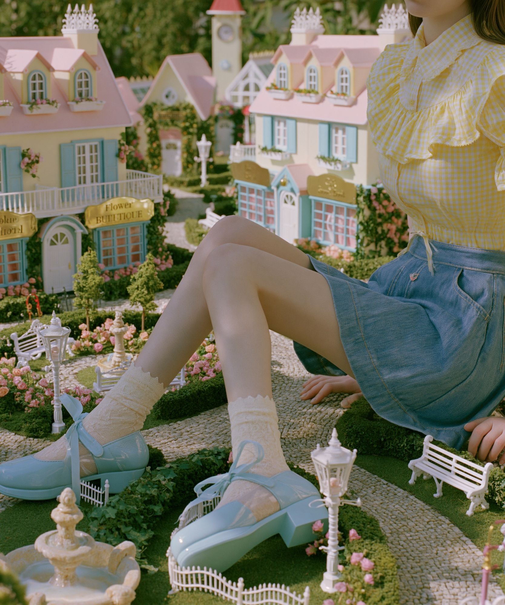Pastel Dollhouse Garden Photography Poster. poster detail