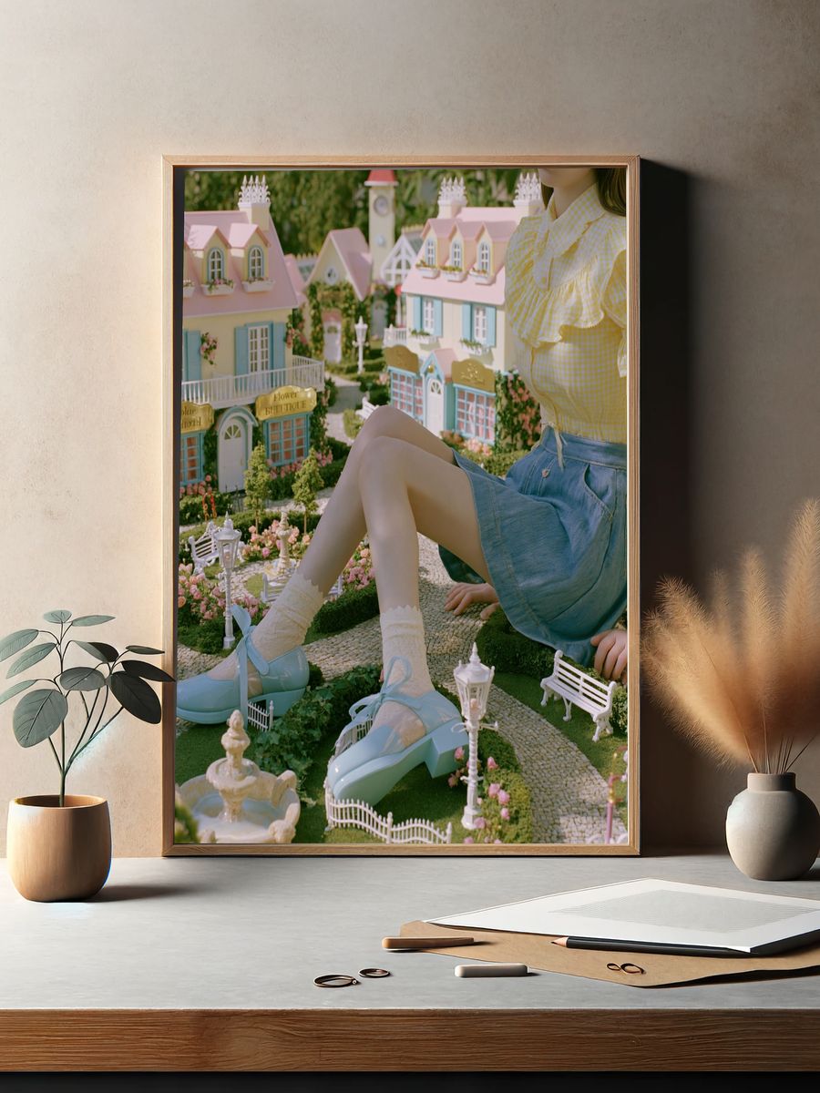 Pastel Dollhouse Garden Photography Poster. — room view 2