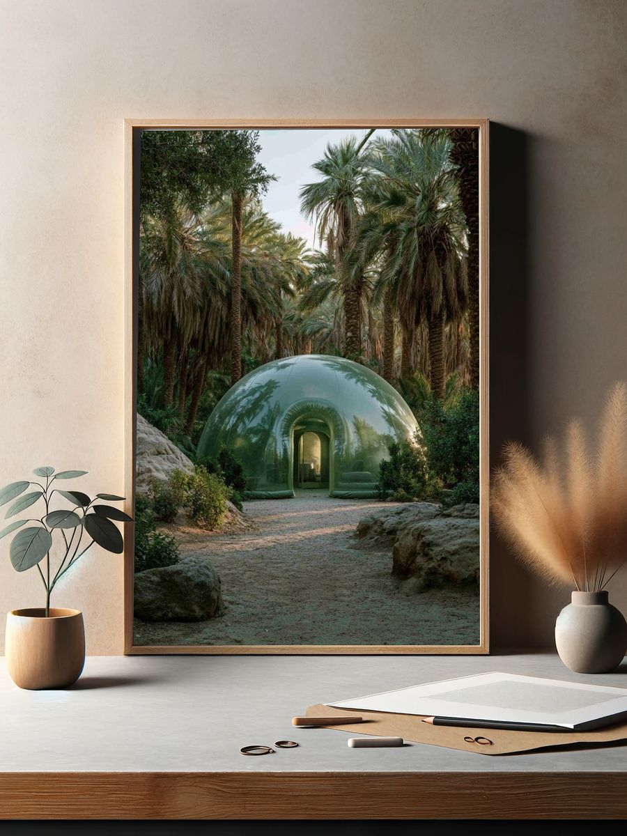 Palm Oasis Dome Photography Poster. — room view 2