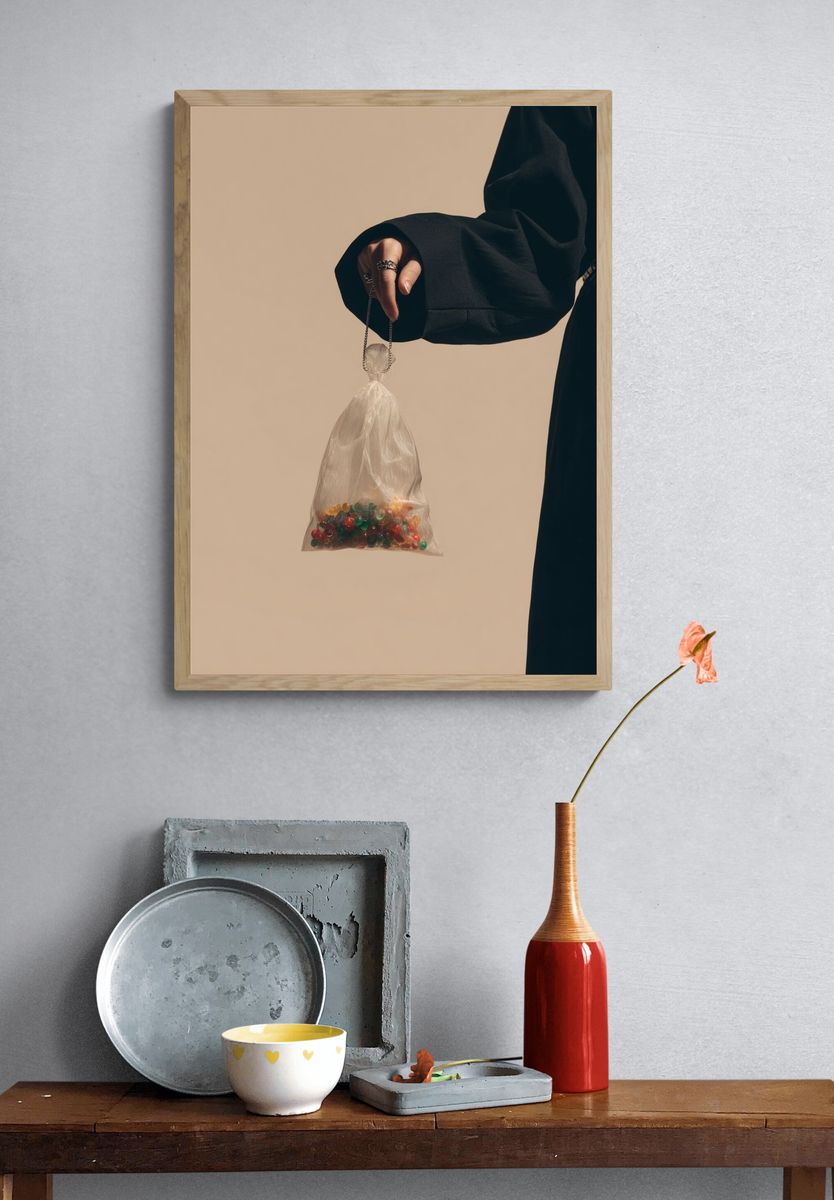 Minimalist Hand with Candy Bag Poster. — room view 3