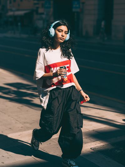 Streetwear Girl with Headphones Poster. poster