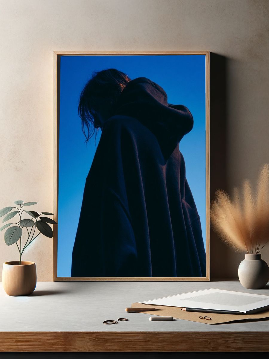 Blue Silhouette Fashion Poster. — room view 2