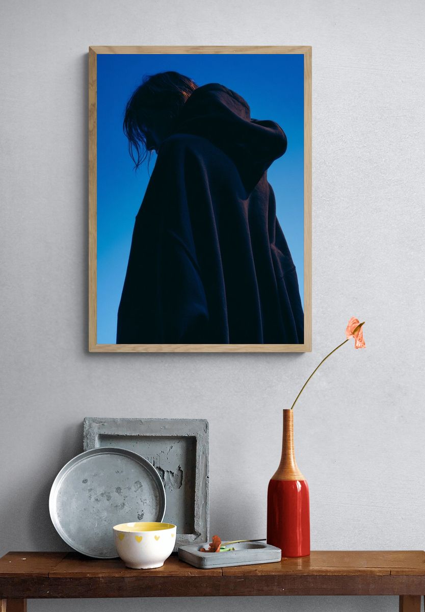 Blue Silhouette Fashion Poster. — room view 3