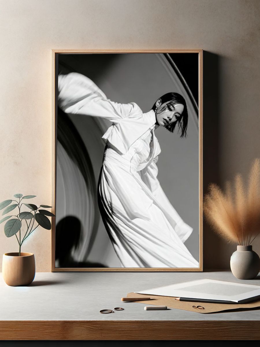 Monochrome Fashion Portrait Poster. — room view 2