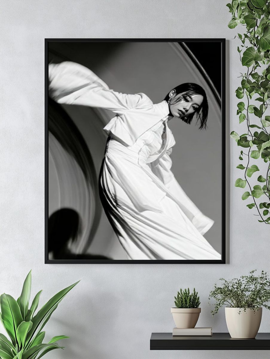 Monochrome Fashion Portrait Poster. — room view 4