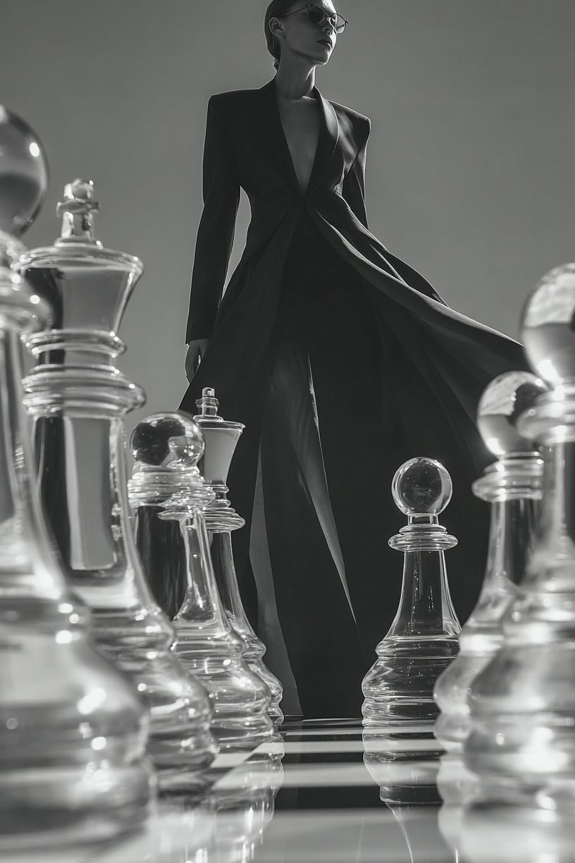 Monochrome Fashion Chess Poster. poster — photography art