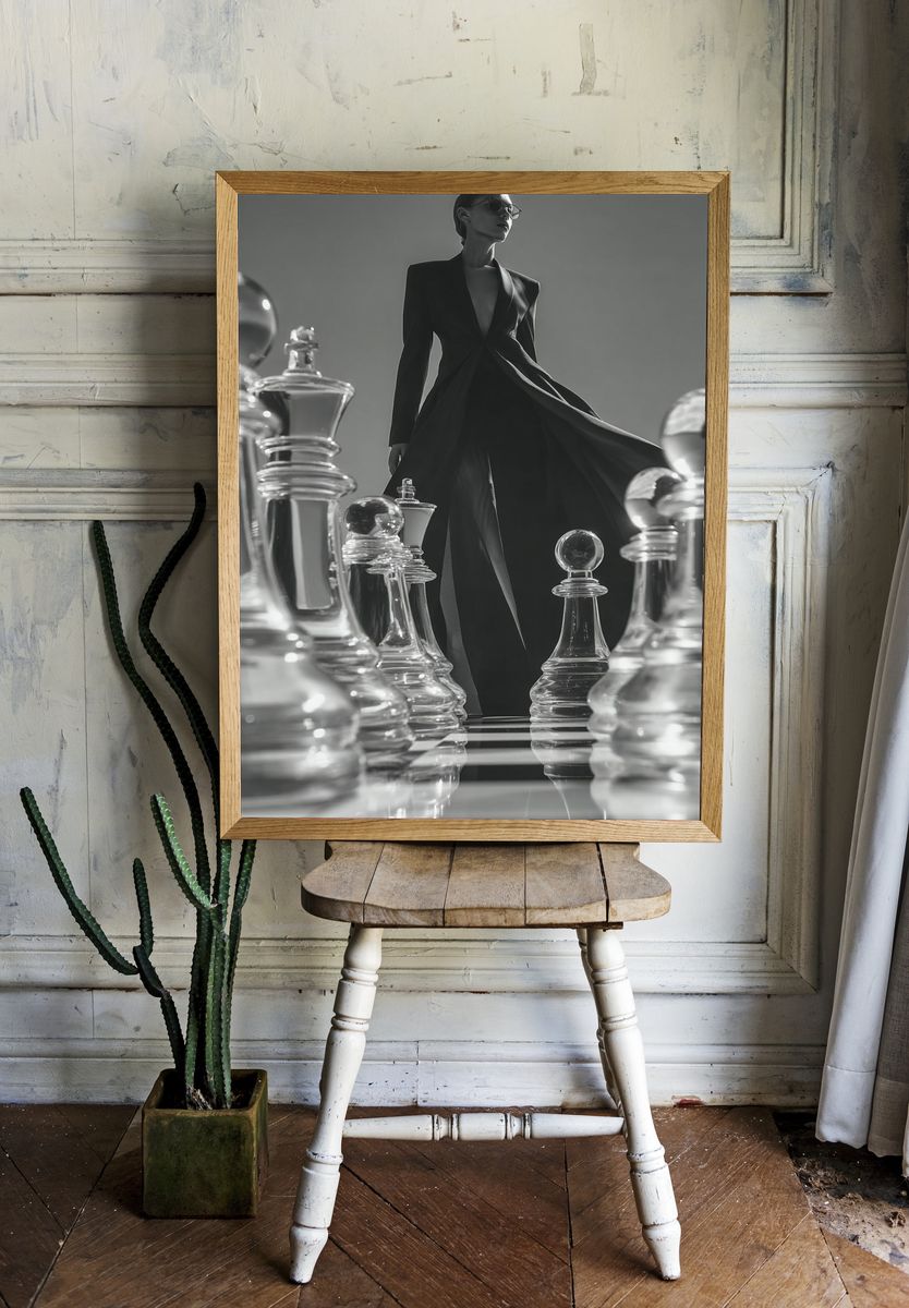 Monochrome Fashion Chess Poster. room preview