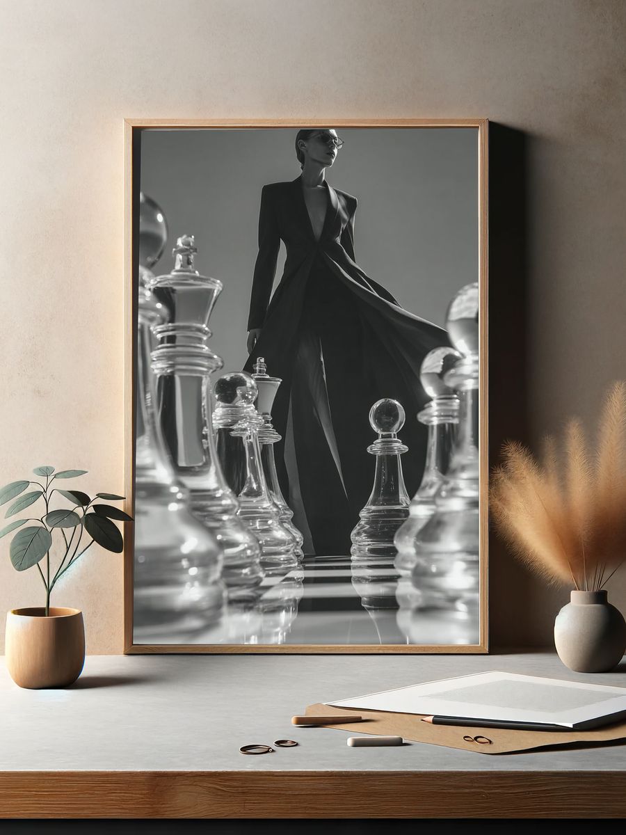 Monochrome Fashion Chess Poster. — room view 2