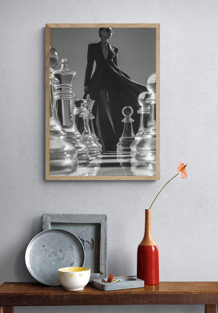 Monochrome Fashion Chess Poster. — room view 3
