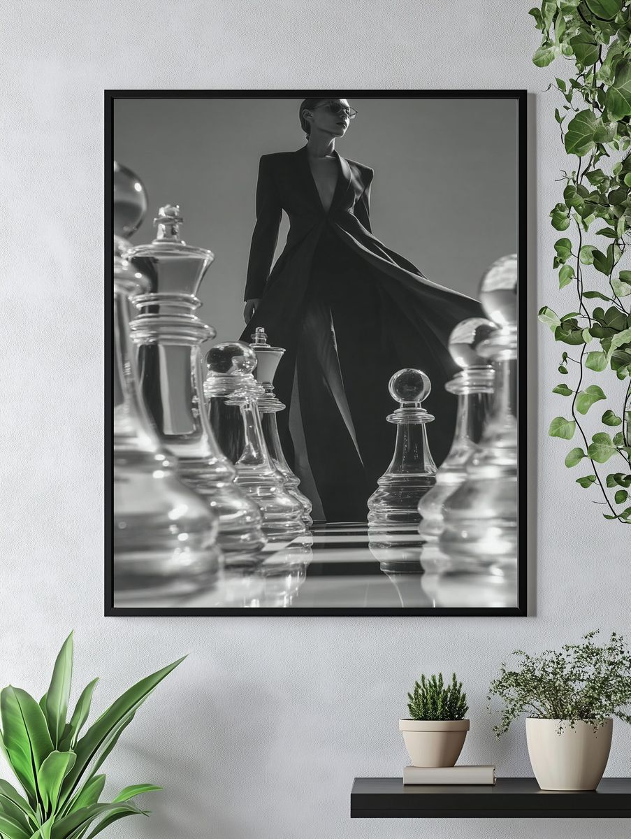 Monochrome Fashion Chess Poster. — room view 4