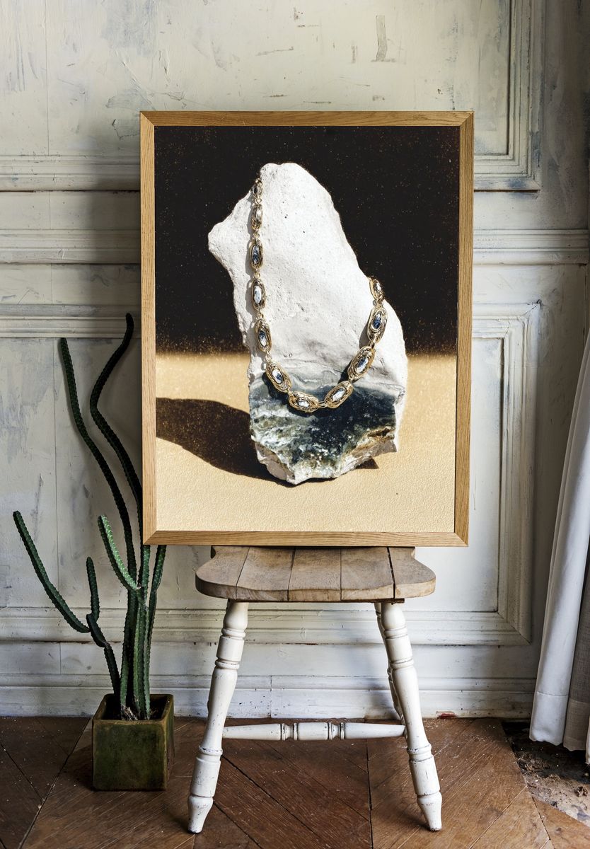 Gold Necklace Still Life Poster. room preview