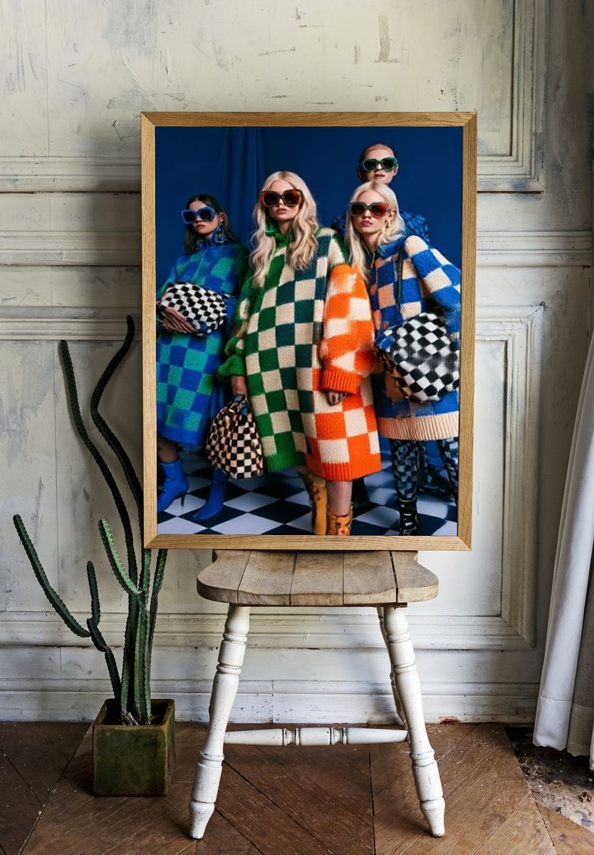 Checkerboard Fashion Photography Poster. room preview