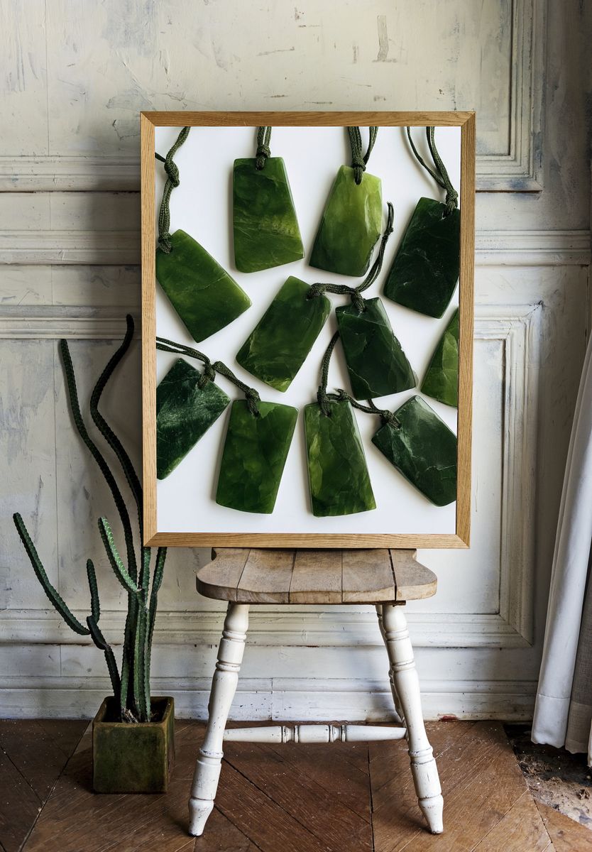 Green Jade Pendants Photography Poster. — room view 1
