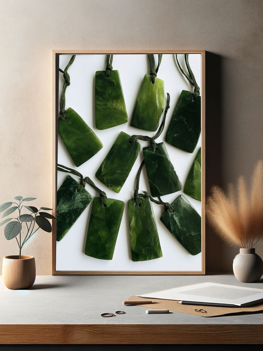Green Jade Pendants Photography Poster. — room view 2