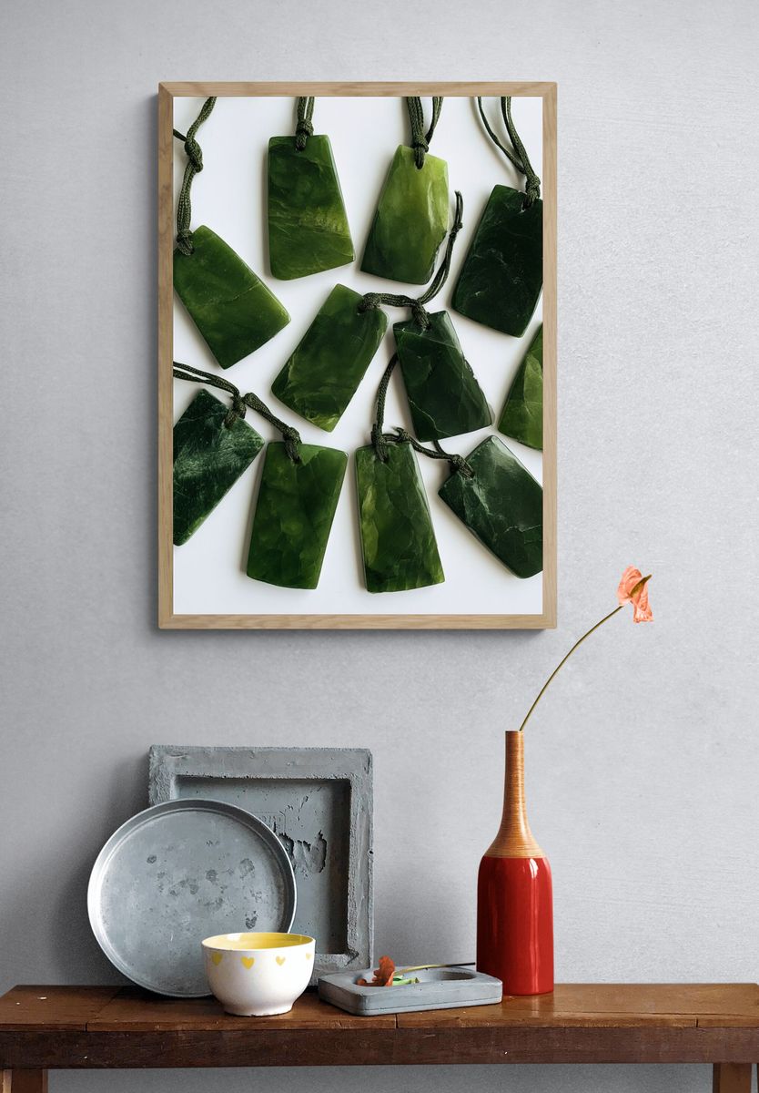 Green Jade Pendants Photography Poster. — room view 3