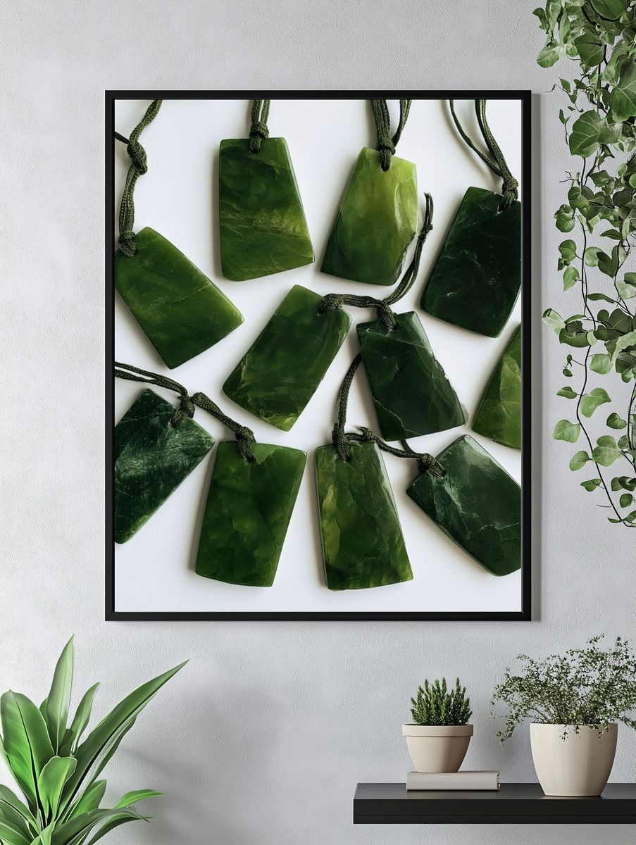 Green Jade Pendants Photography Poster. — room view 4
