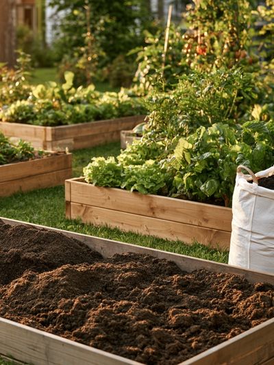 Sunlit Garden Beds Photography Poster. poster