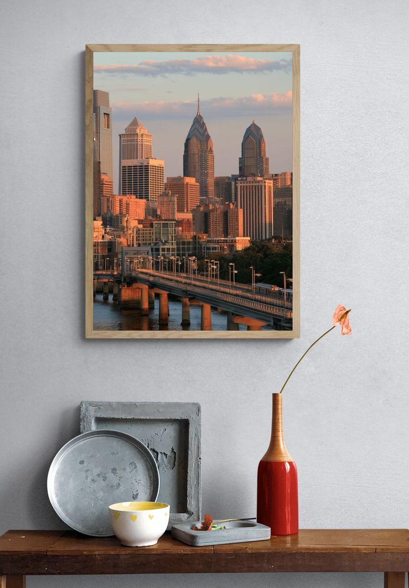Philadelphia Skyline at Sunset Poster. — room view 3