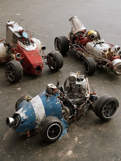 Scrap Racing Cars Photography Poster.