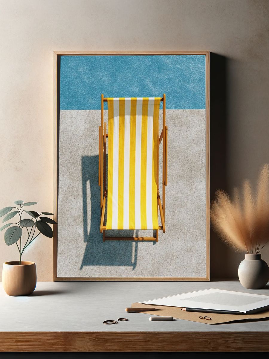 Poolside Deck Chair Photography Poster. — room view 2