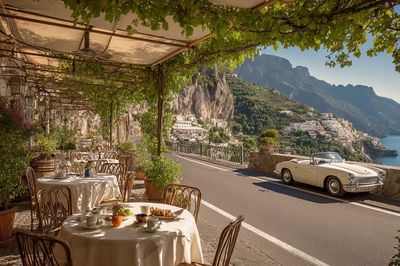 Amalfi Coast Terrace Vintage Poster. poster
