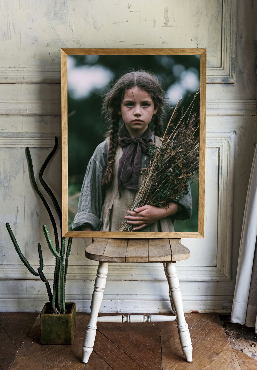 Girl with Wildflowers Photography Poster. room preview