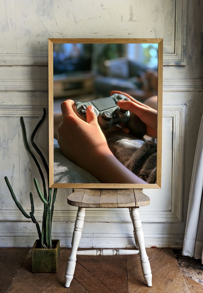 Gamer Hands Photography Poster. room preview