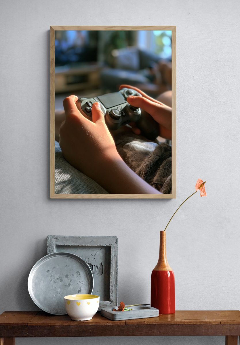 Gamer Hands Photography Poster. — room view 3